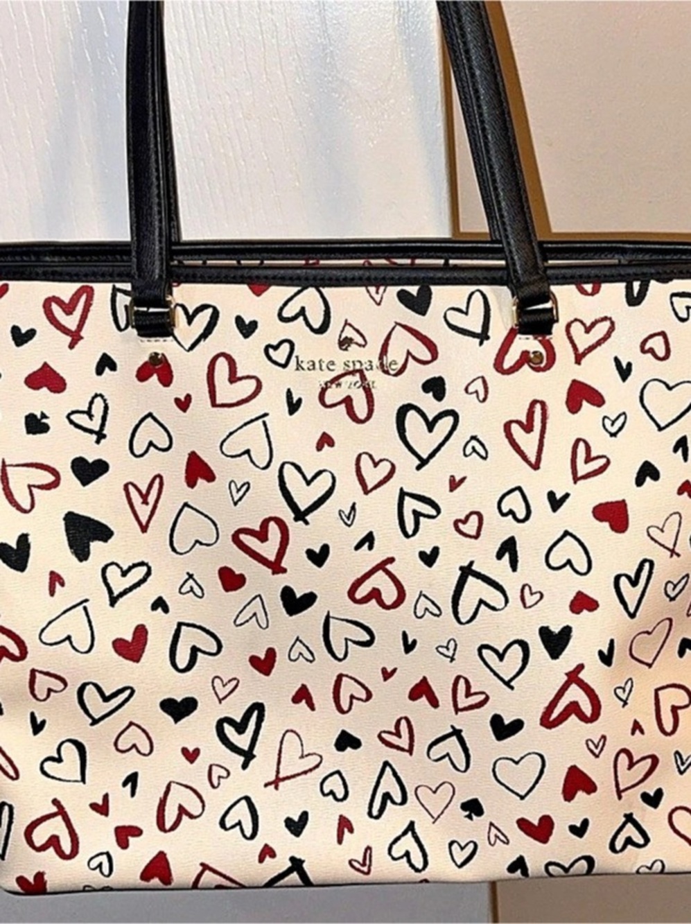 Kate Spade New York Scribble Hearts Tote White Multi